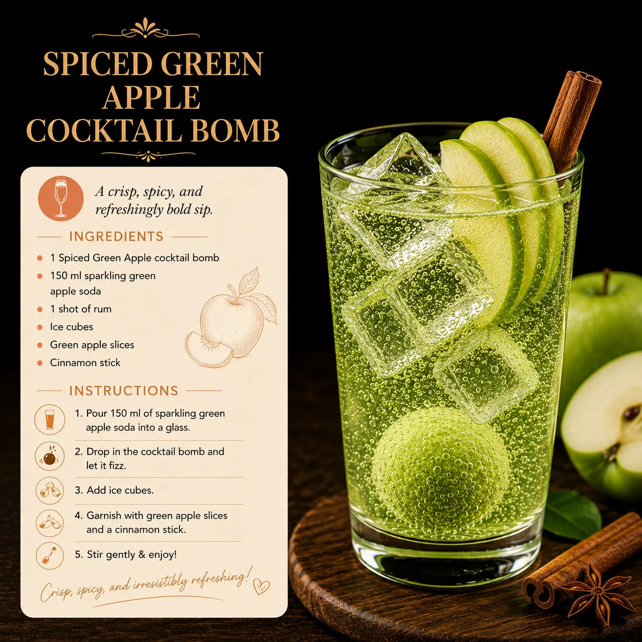 Spiced Green Apple Cocktail Bomb